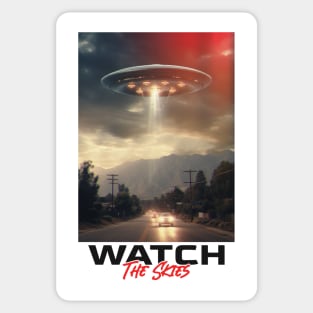 Watch The Skies UFO Alien Invasion Sticker